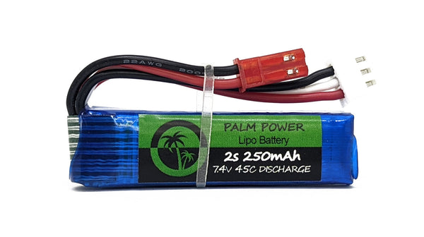 Palm Power 2S 250mAh 45C Lipo Battery-Old Size