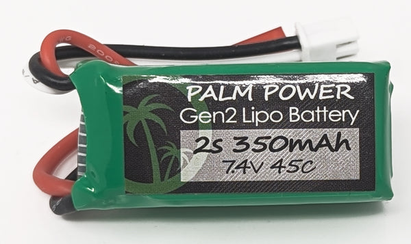 Palm Power 2S 350mAh Gen2 45C Lipo Battery