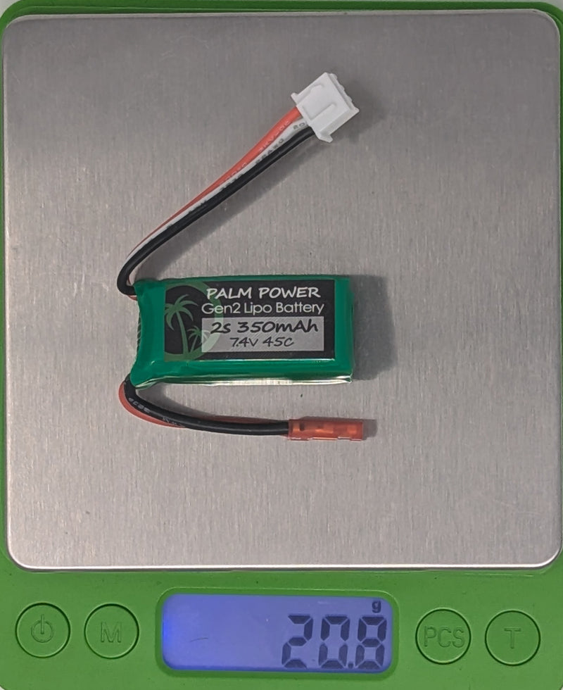 Palm Power Gen2 2S 350mAh 45C Lipo Battery