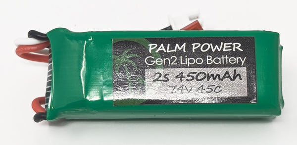 Palm Power 2S 450mAh Gen2 45C Lipo Battery