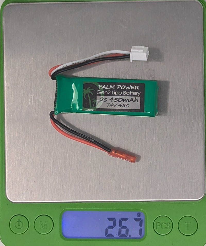 Palm Power Gen2 2S 450mAh 45C Lipo Battery