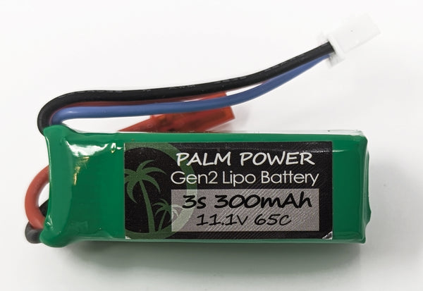 Palm Power 3S 300mAh JST Gen2 65C Lipo Battery