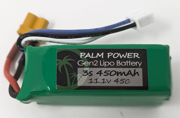 Palm Power 3S 450mAh XT30 Gen2 45C Lipo Battery