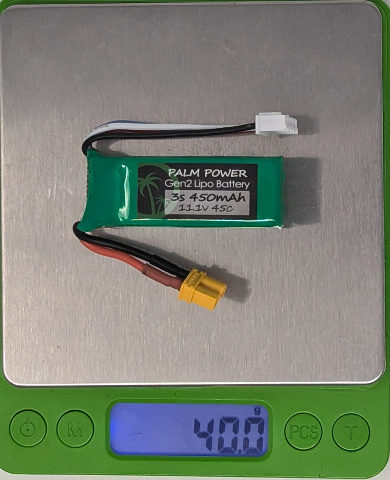 Palm Power Gen2 3S 450mAh XT30 45C Lipo Battery