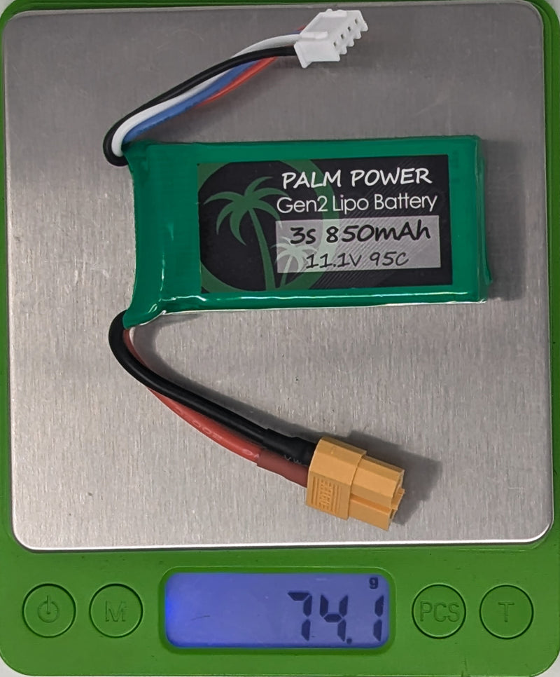 Palm Power Gen2 3S 850mAh 95C Lipo Battery