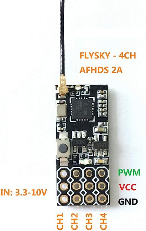 FS2A 4 Channel Mini Receiver (AFHDS 2A), works with Flysky FS-I6