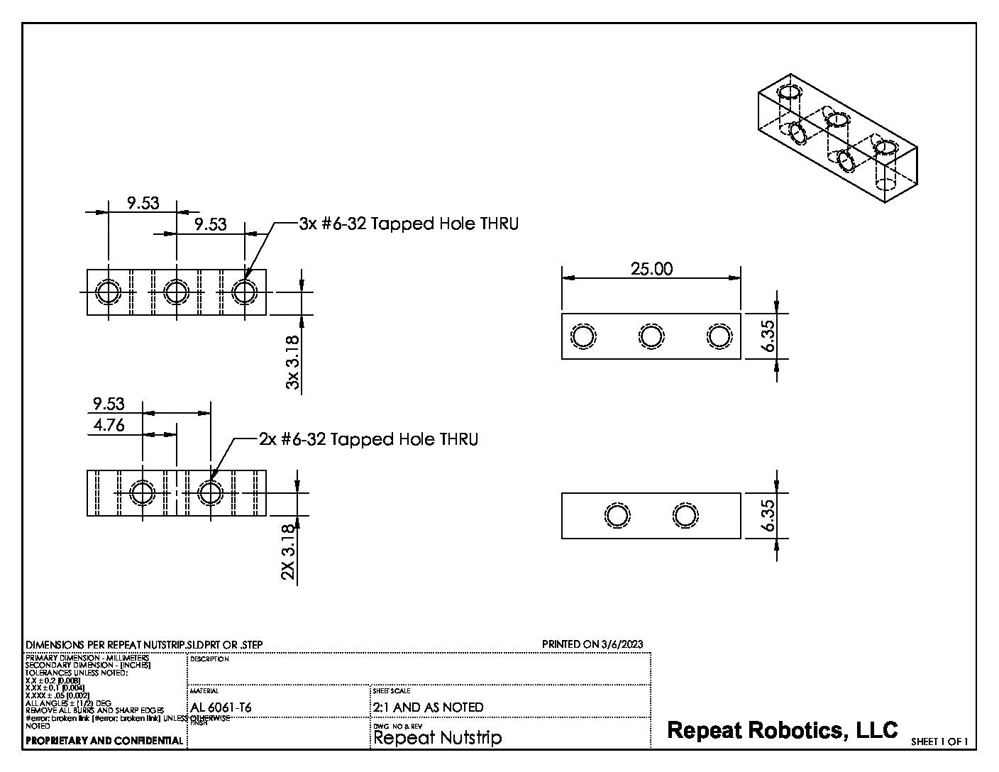NutStrip Miniblock (6-32) 3x2 - PAIR