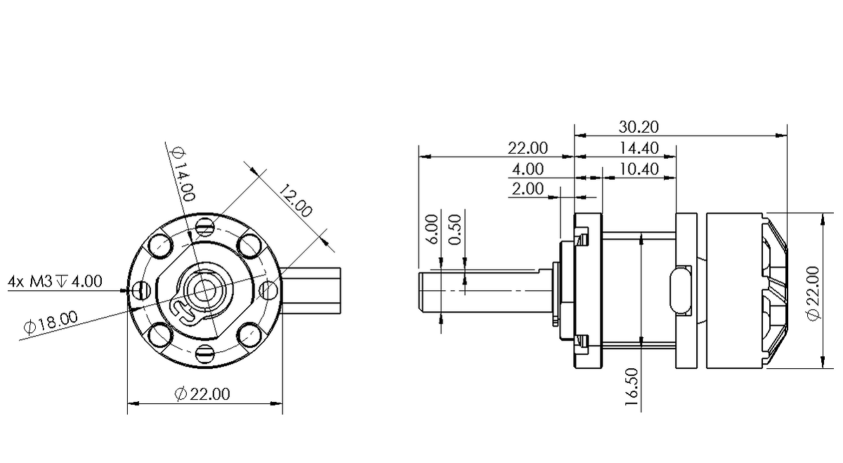 Repeat Robotics "Compact 1806 Mk2" 22mm Brushless Planetary Motor - Beetle Drive