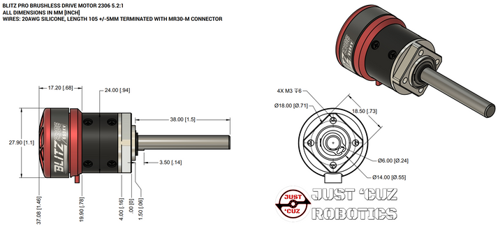 Blitz Pro 2306 - Brushless Bulletproof 24mm Drive Motor (5.2:1)