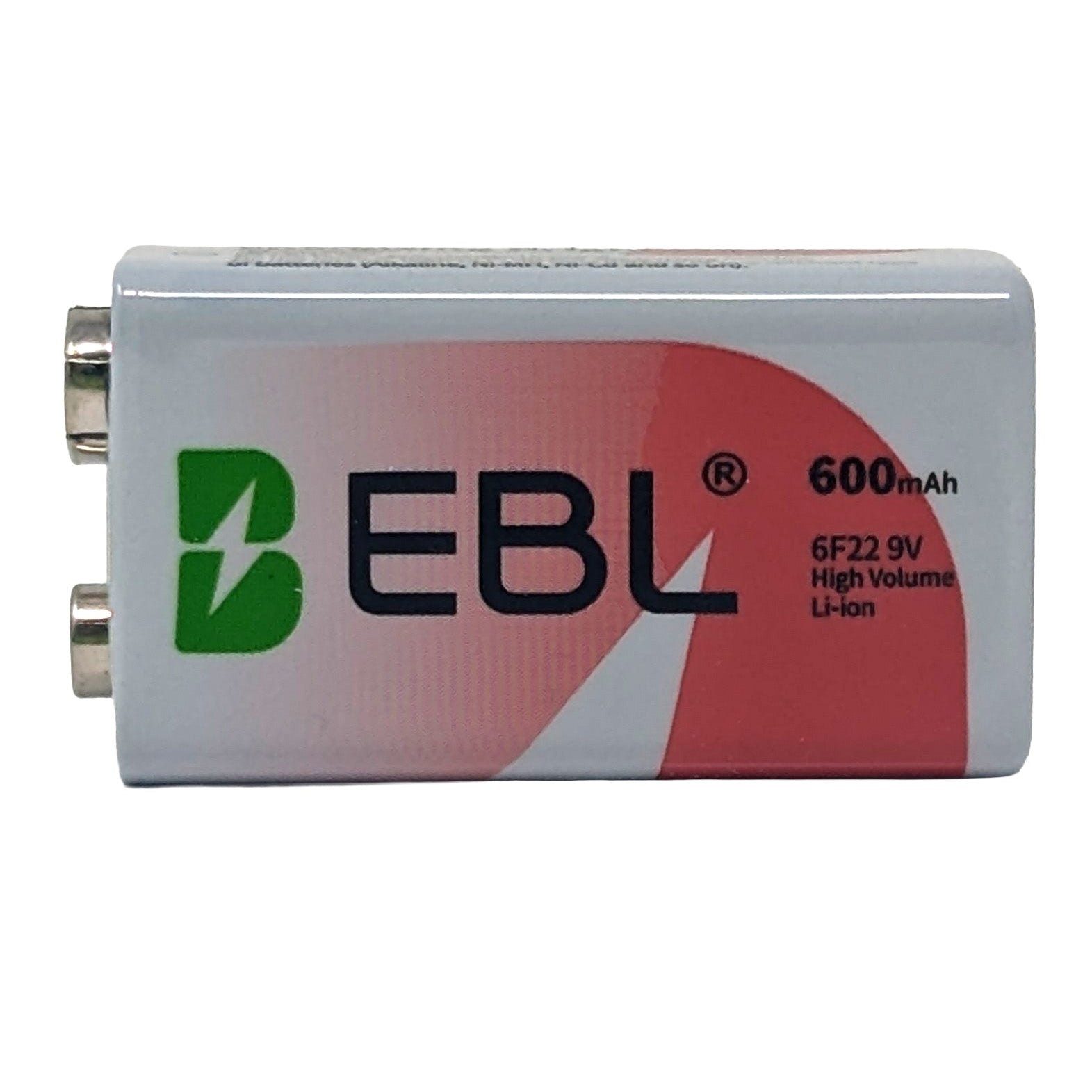 EBL 9V Li-ion Rechargeable Battery, 600mAh 9 Volt