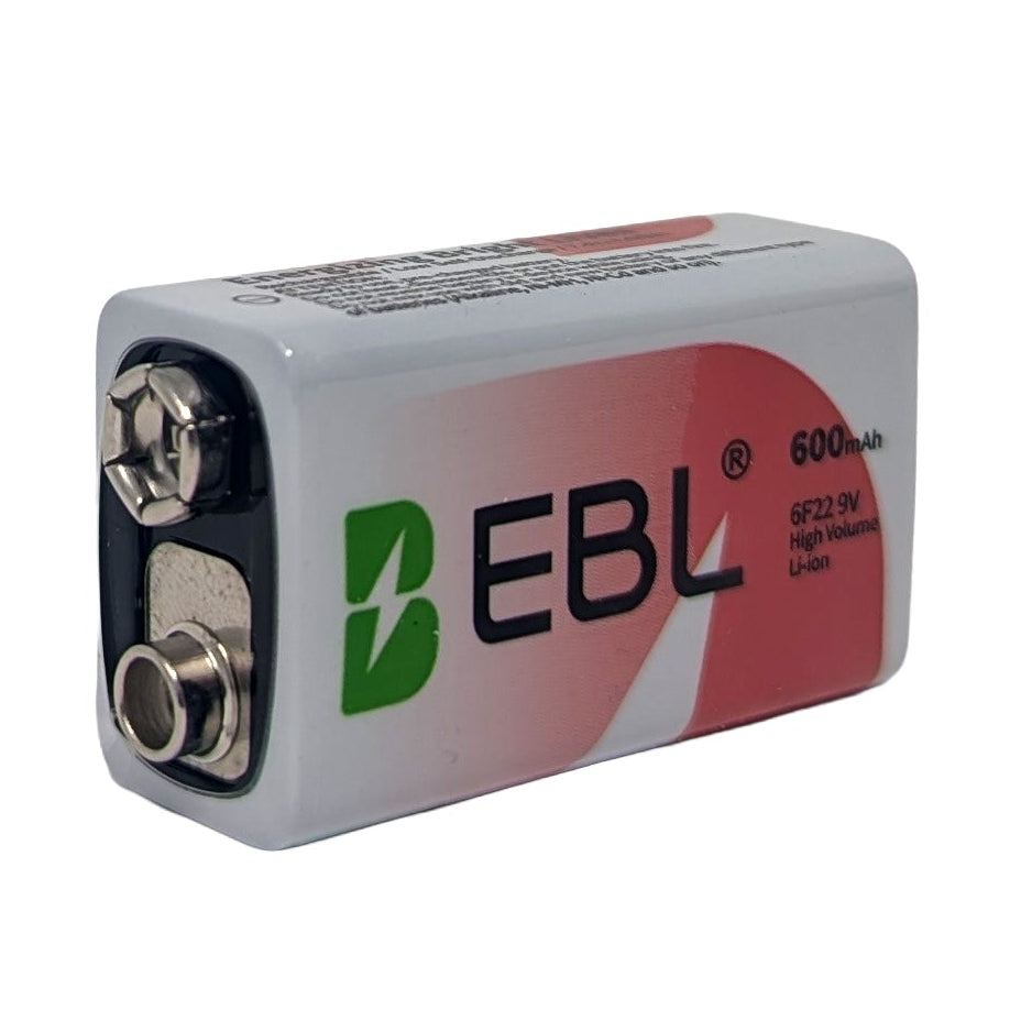 EBL 9V Li-ion Rechargeable Battery, 600mAh 9 Volt