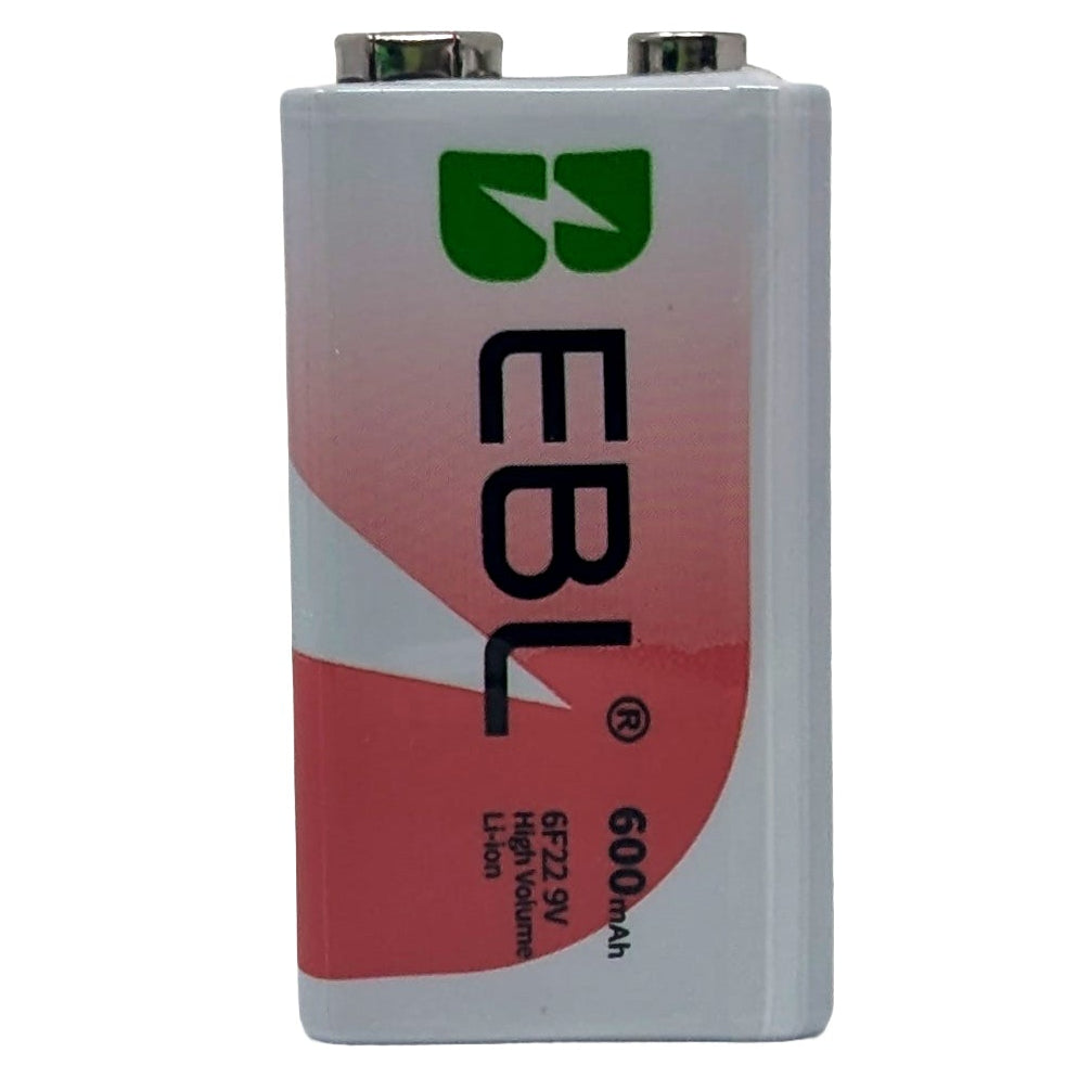 EBL 9V Li-ion Rechargeable Battery, 600mAh 9 Volt