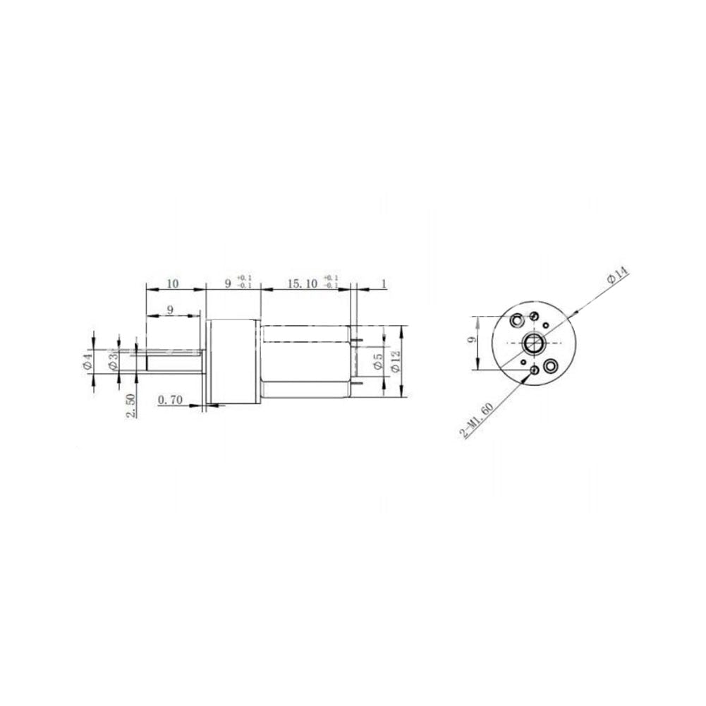 14mm N20 600rpm 6V Brushed Motor 50:1