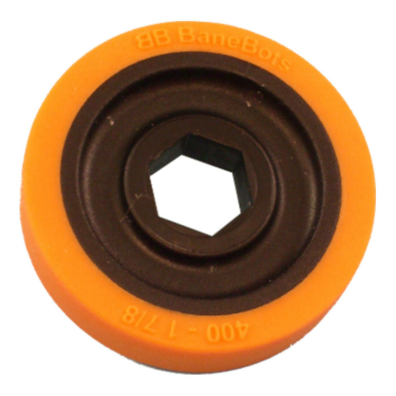 BaneBots T40 Wheel, 1-7/8" x 0.4", 1/2" Hex Mount, 40A, Black/Orange