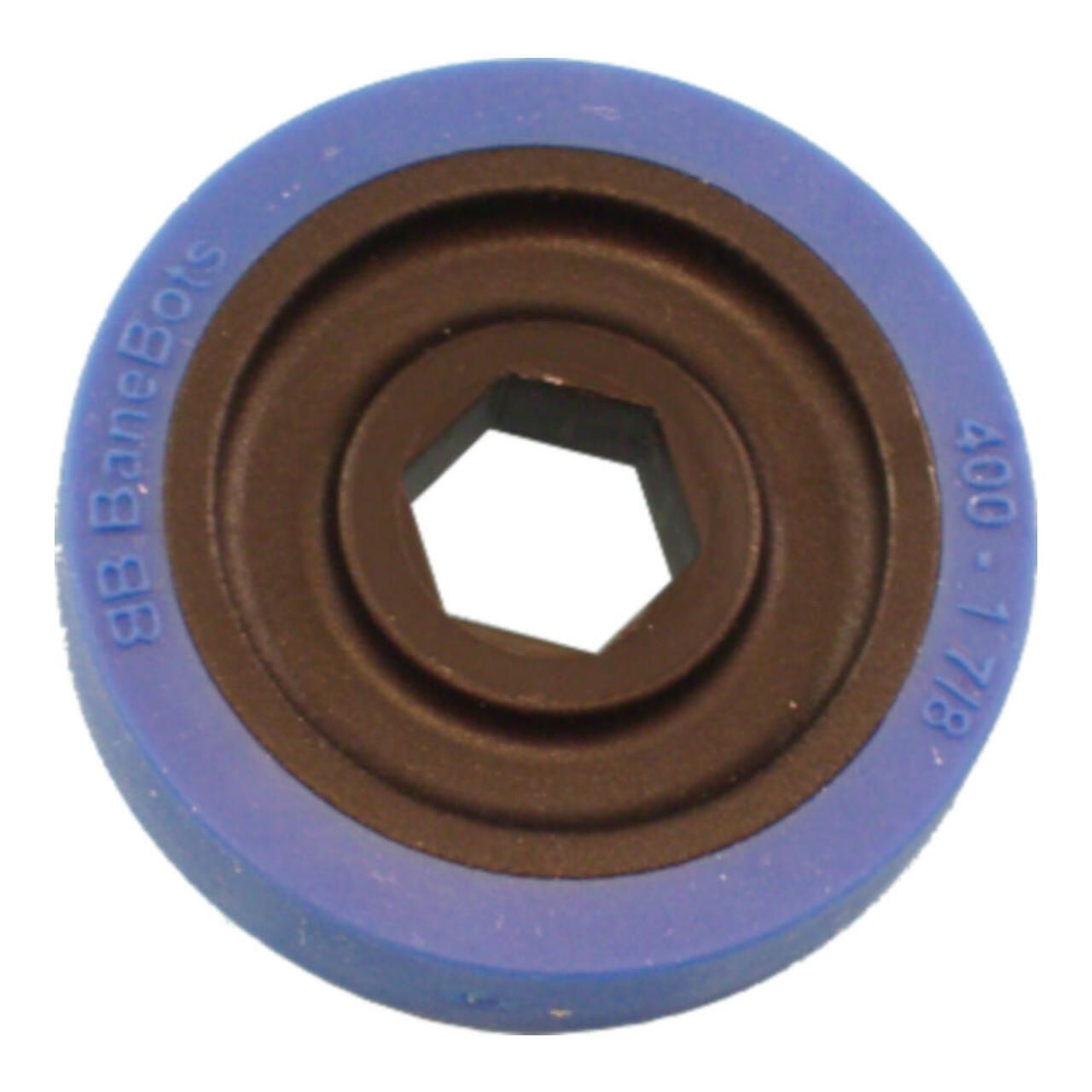 BaneBots T40 Wheel, 1-7/8" x 0.4", 1/2" Hex Mount, 50A, Black/Blue